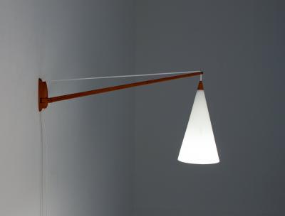  Luxus Swedish Midcentury Swiveling Wall Lamp in Acrylic and Teak by Luxus