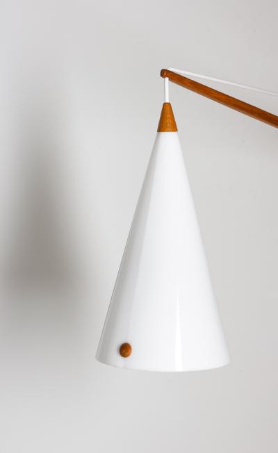  Luxus Swedish Midcentury Swiveling Wall Lamp in Acrylic and Teak by Luxus