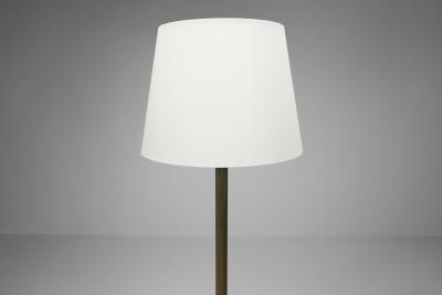  Lyfa Brass and Wood Floor Lamp with Tripod Base by Lyfa Denmark ca 1960s