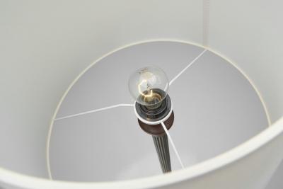  Lyfa Brass and Wood Floor Lamp with Tripod Base by Lyfa Denmark ca 1960s