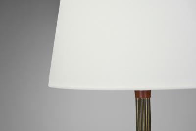  Lyfa Brass and Wood Floor Lamp with Tripod Base by Lyfa Denmark ca 1960s