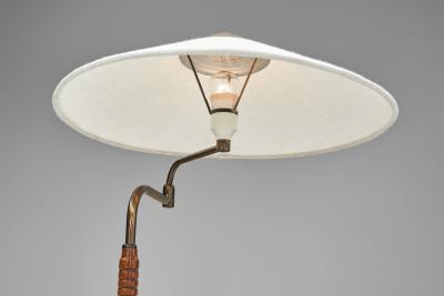  Lyfa Brass and Wood Table Lamp with Rotating Arm for Lyfa Denmark 1950s