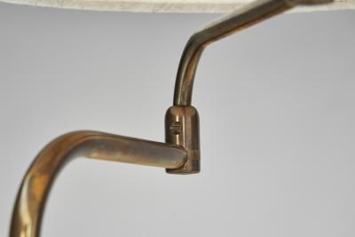  Lyfa Brass and Wood Table Lamp with Rotating Arm for Lyfa Denmark 1950s