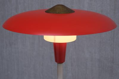  Lyfa Lyfa Red Table Desk Lamp in Brass and Metal Denmark Late 1950s