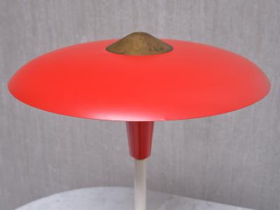  Lyfa Lyfa Red Table Desk Lamp in Brass and Metal Denmark Late 1950s