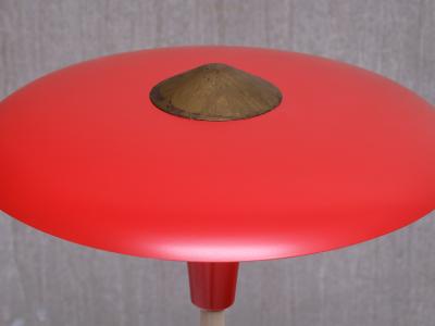 Lyfa Lyfa Red Table Desk Lamp in Brass and Metal Denmark Late 1950s