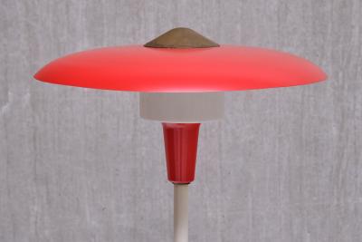  Lyfa Lyfa Red Table Desk Lamp in Brass and Metal Denmark Late 1950s