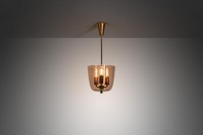  Lyfa Model P165 Brass and Glass Ceiling Lamp by LYFA Denmark 1940s