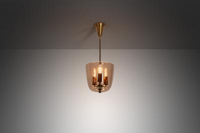  Lyfa Model P165 Brass and Glass Ceiling Lamp by LYFA Denmark 1940s
