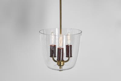  Lyfa Model P165 Brass and Glass Ceiling Lamp by LYFA Denmark 1940s