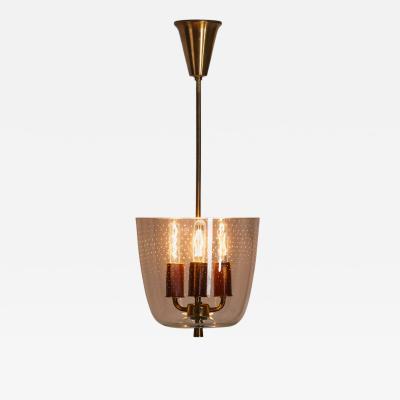  Lyfa Model P165 Brass and Glass Ceiling Lamp by LYFA Denmark 1940s
