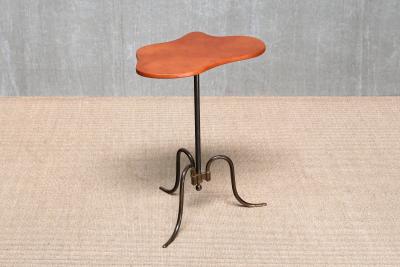  Lysberg Hansen Therp Sculptural Lysberg Hansen Therp Brass Side Table Leather Top Denmark 1940s