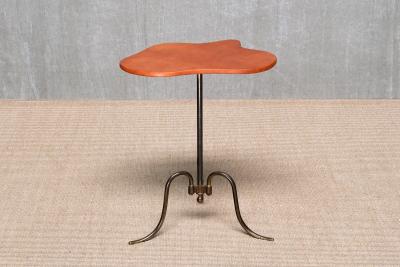  Lysberg Hansen Therp Sculptural Lysberg Hansen Therp Brass Side Table Leather Top Denmark 1940s