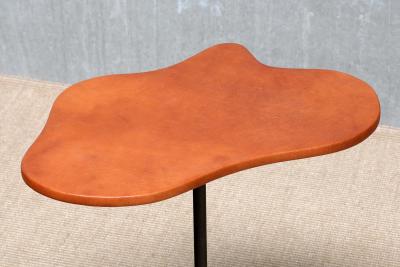  Lysberg Hansen Therp Sculptural Lysberg Hansen Therp Brass Side Table Leather Top Denmark 1940s