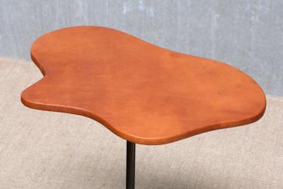 Lysberg Hansen Therp Sculptural Lysberg Hansen Therp Brass Side Table Leather Top Denmark 1940s