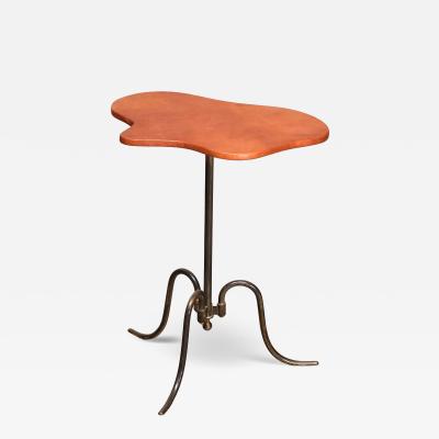  Lysberg Hansen Therp Sculptural Lysberg Hansen Therp Brass Side Table Leather Top Denmark 1940s