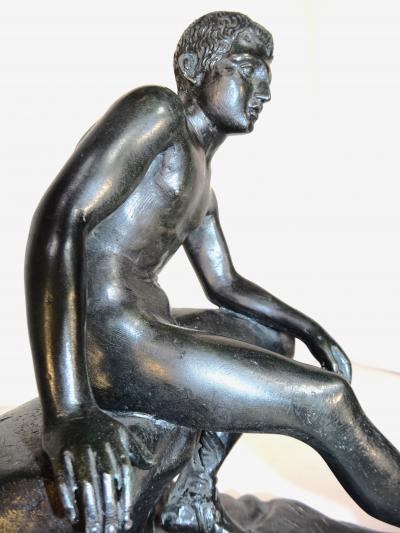  Lysippos Grand Tour Souvenir Bronze Figure Of The Seated Mercury After The Antique