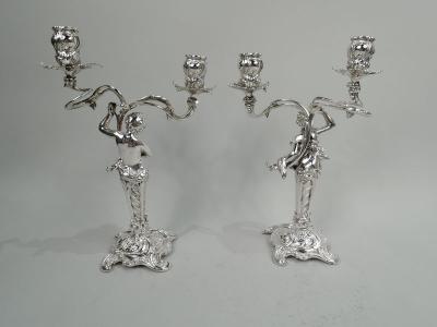  M H Wilkens S hne Two Pairs of German Art Nouveau Rococo Silver 2 Light Candelabra