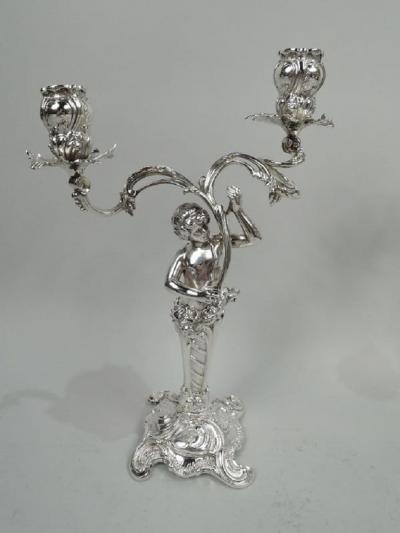  M H Wilkens S hne Two Pairs of German Art Nouveau Rococo Silver 2 Light Candelabra