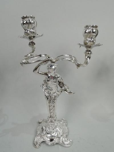  M H Wilkens S hne Two Pairs of German Art Nouveau Rococo Silver 2 Light Candelabra
