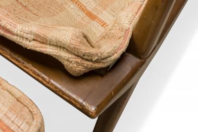  M Singer Sons Furniture Bertha Schaefer for Singer Sons Plaid and Walnut Lounge Chair and Footstool