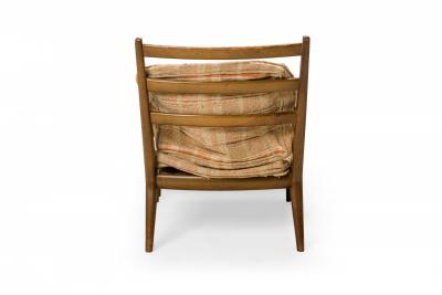  M Singer Sons Furniture Bertha Schaefer for Singer Sons Plaid and Walnut Lounge Chair and Footstool