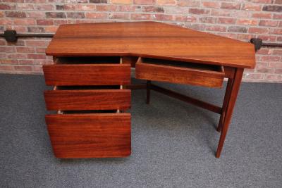  M Singer Sons Furniture Bertha Schaefer for Singer and Sons Italian Walnut Asymmetrical Desk