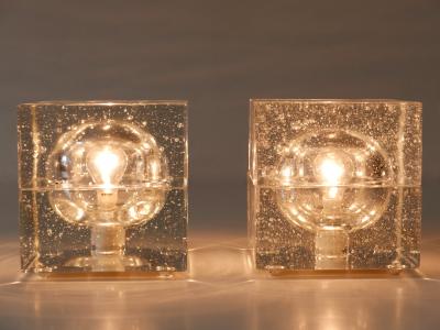  M ller Zimmer Leuchten Set of Two Hand Blown Cubic Table Lamps by M ller Zimmer 1970s Germany