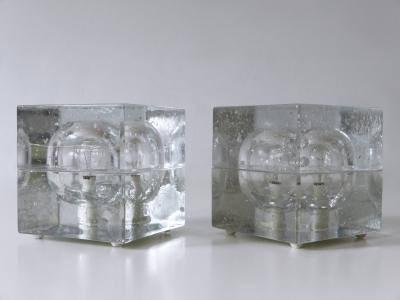  M ller Zimmer Leuchten Set of Two Hand Blown Cubic Table Lamps by M ller Zimmer 1970s Germany