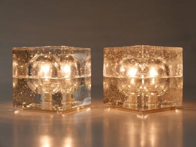  M ller Zimmer Leuchten Set of Two Hand Blown Cubic Table Lamps by M ller Zimmer 1970s Germany