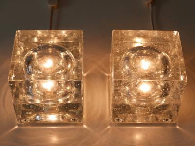  M ller Zimmer Leuchten Set of Two Hand Blown Cubic Table Lamps by M ller Zimmer 1970s Germany