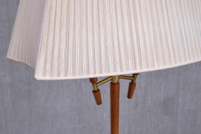  M llers Armatur Elektriska M ller Armatur Eskilstuna Two Arm Floor Lamp in Brass and Teak Sweden 1950s