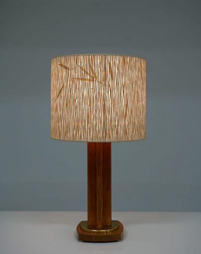  M llers Armatur Elektriska Scandinavian Midcentury Table Lamp in Oak and Brass by MAE Sweden