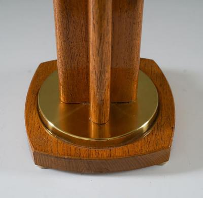  M llers Armatur Elektriska Scandinavian Midcentury Table Lamp in Oak and Brass by MAE Sweden