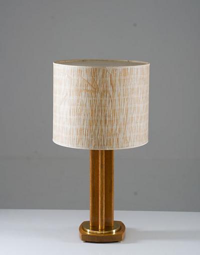  M llers Armatur Elektriska Scandinavian Midcentury Table Lamp in Oak and Brass by MAE Sweden