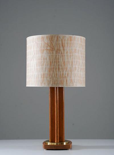  M llers Armatur Elektriska Scandinavian Midcentury Table Lamp in Oak and Brass by MAE Sweden