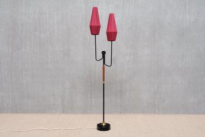  M llers Armatur Elektriska Swedish Modern M llers Armaturer Two Arm Floor Lamp in Metal Brass Teak 1950s