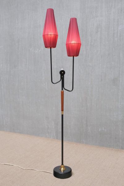  M llers Armatur Elektriska Swedish Modern M llers Armaturer Two Arm Floor Lamp in Metal Brass Teak 1950s