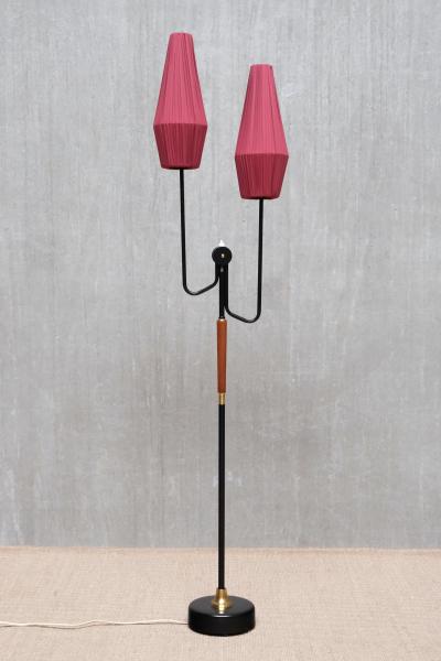  M llers Armatur Elektriska Swedish Modern M llers Armaturer Two Arm Floor Lamp in Metal Brass Teak 1950s