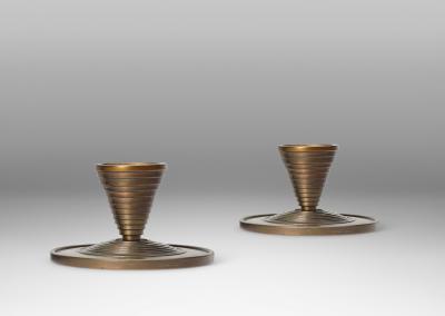  M nster Beskyttet Pair of Candleholders in Bronze by M nster Beskyttet