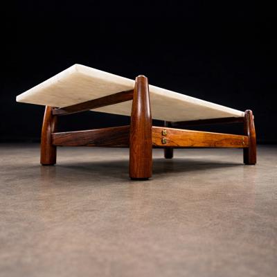  M veis Cimo Architectural Brazilian Coffee Table in Rosewood and Marble Cimo Lot 693A