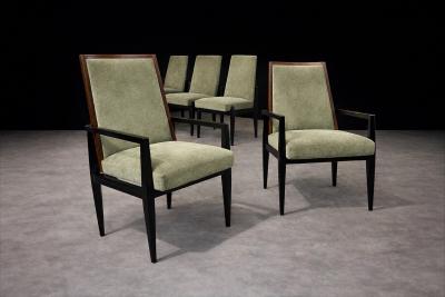  M veis Cimo Cimo Brazil 1950s Set of 8 Dining Chairs in Hardwood with Dusty Olive Mohair