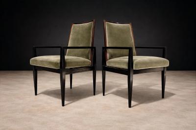  M veis Cimo Cimo Brazil 1950s Set of 8 Dining Chairs in Hardwood with Dusty Olive Mohair
