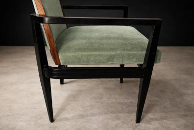  M veis Cimo Cimo Brazil 1950s Set of 8 Dining Chairs in Hardwood with Dusty Olive Mohair