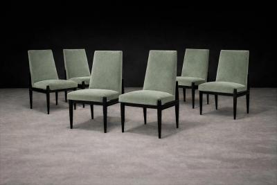  M veis Cimo Cimo Brazil 1950s Set of 8 Dining Chairs in Hardwood with Dusty Olive Mohair