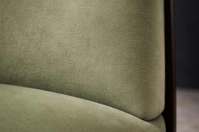  M veis Cimo Cimo Brazil 1950s Set of 8 Dining Chairs in Hardwood with Dusty Olive Mohair