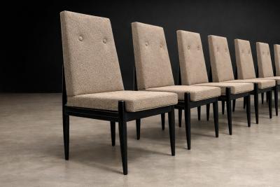  M veis Cimo Cimo Brazil Set of 8 Mid Century Dining Chairs in Ebonized Hardwood 1950s