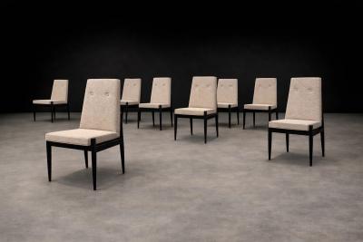  M veis Cimo Cimo Brazil Set of 8 Mid Century Dining Chairs in Ebonized Hardwood 1950s