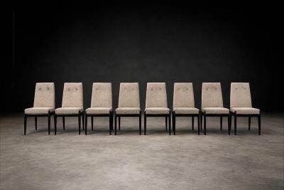  M veis Cimo Cimo Brazil Set of 8 Mid Century Dining Chairs in Ebonized Hardwood 1950s