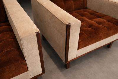  M veis Cimo M veis Cimo Pair of Rosewood Armchairs in Cognac Mohair and Camel Wool